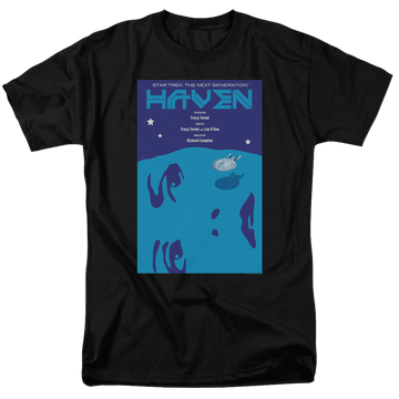 Black men's regular fit t-shirt with Star Trek The Next Generation Season 1 Episode 11 graphic