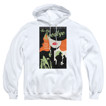 White pullover hoodie with Star Trek The Next Generation Tng Season 1 Episode 12 graphic