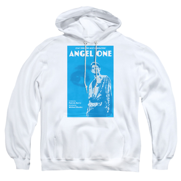White pullover hoodie with Star Trek The Next Generation Tng Season 1 Episode 14 graphic