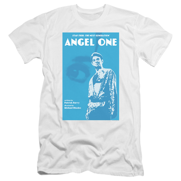 White men's premium slim fit t-shirt with Star Trek The Next Generation Tng Season 1 Episode 14 graphic
