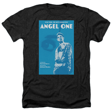 Black men's heather t-shirt with Star Trek The Next Generation Tng Season 1 Episode 14 graphic