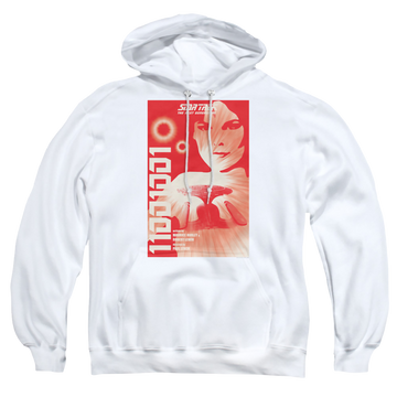 White pullover hoodie with Star Trek The Next Generation Tng Season 1 Episode 15 graphic