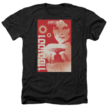 Black men's heather t-shirt with Star Trek The Next Generation Tng Season 1 Episode 15 graphic