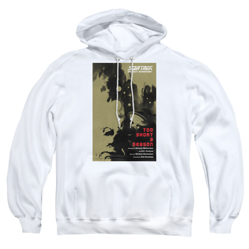 White pullover hoodie with Star Trek The Next Generation Tng Season 1 Episode 16 graphic