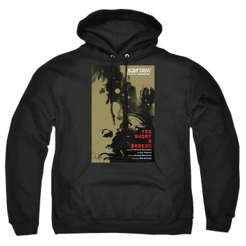 Black pullover hoodie with Star Trek The Next Generation Tng Season 1 Episode 16 graphic