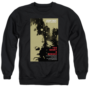 Black men's crewneck sweatshirt with Star Trek The Next Generation Tng S1 Ep16 graphic