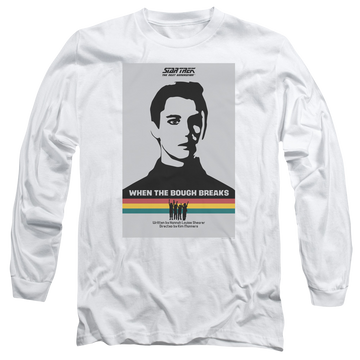 White men's long sleeve t-shirt with Star Trek The Next Generation Season 1 Episode 17 graphic