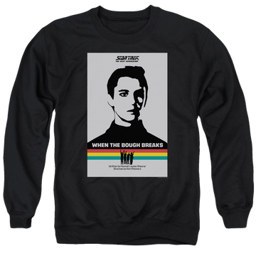 Black men's crewneck sweatshirt with Star Trek The Next Generation Tng S1 Ep17 graphic