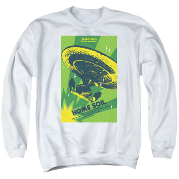 White men's crewneck sweatshirt with Star Trek The Next Generation Tng S1 Ep18 graphic