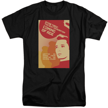 Black men's tall fit t-shirt with Star Trek The Next Generation Tng Season 1 Episode 19 graphic
