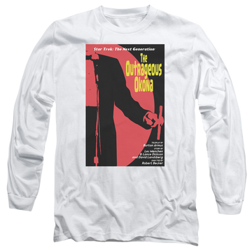White men's long sleeve t-shirt with Star Trek The Next Generation Tng S2 Ep4 graphic