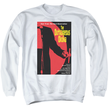 White men's crewneck sweatshirt with Star Trek The Next Generation Tng S2 Ep4 graphic