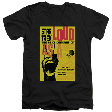 Black men's v-neck t-shirt with Star Trek The Next Generation Tng Season 2 Episode 5 graphic