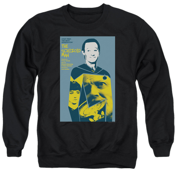 Black men's crewneck sweatshirt with Star Trek The Next Generation Tng S2 Ep6 graphic