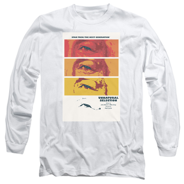 White men's long sleeve t-shirt with Star Trek The Next Generation Tng S2 Ep7 graphic