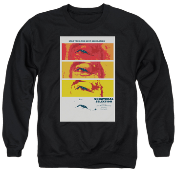 Black men's crewneck sweatshirt with Star Trek The Next Generation Tng S2 Ep7 graphic