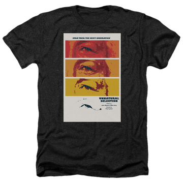 Black men's heather t-shirt with Star Trek The Next Generation Tng Season 2 Episode 7 graphic