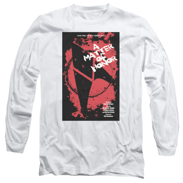 White men's long sleeve t-shirt with Star Trek The Next Generation Tng S2 Ep8 graphic