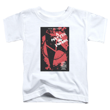 White toddler t-shirt with Star Trek The Next Generation Tng Season 2 Episode 8 graphic