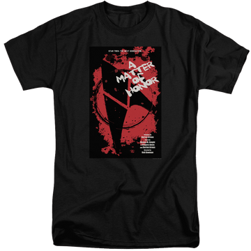 Black men's tall fit t-shirt with Star Trek The Next Generation Tng Season 2 Episode 8 graphic