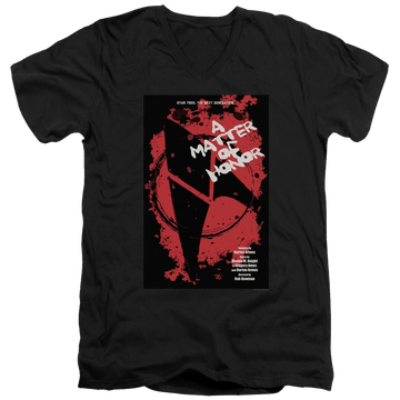 Black men's v-neck t-shirt with Star Trek The Next Generation Tng Season 2 Episode 8 graphic