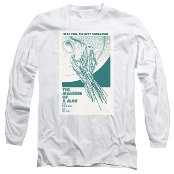 White men's long sleeve t-shirt with Star Trek The Next Generation Tng S2 Ep9 graphic
