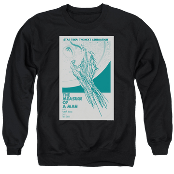 Black men's crewneck sweatshirt with Star Trek The Next Generation Tng S2 Ep9 graphic