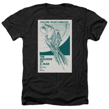 Black men's heather t-shirt with Star Trek The Next Generation Tng Season 2 Episode 9 graphic