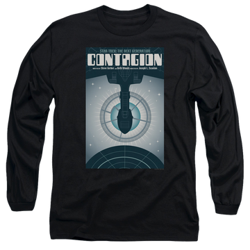 Black men's long sleeve t-shirt with Star Trek The Next Generation Tng S2 Ep11 graphic