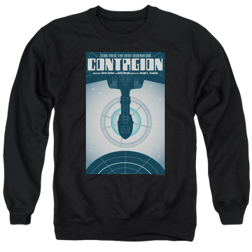 Black men's crewneck sweatshirt with Star Trek The Next Generation Tng S2 Ep11 graphic