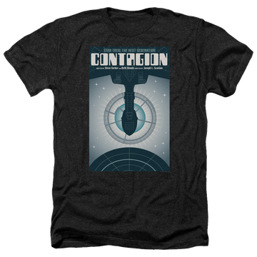 Black men's heather t-shirt with Star Trek The Next Generation Tng Season 2 Episode 11 graphic