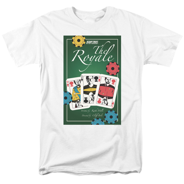 White men's regular fit t-shirt with Star Trek The Next Generation Season 2 Episode 12 graphic