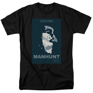 Black men's regular fit t-shirt with Star Trek The Next Generation Season 2 Episode 19 graphic