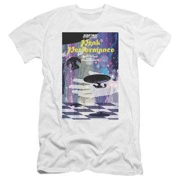 White men's premium slim fit t-shirt with Star Trek The Next Generation Tng Season 2 Episode 21 graphic