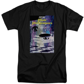 Black men's tall fit t-shirt with Star Trek The Next Generation Tng Season 2 Episode 21 graphic
