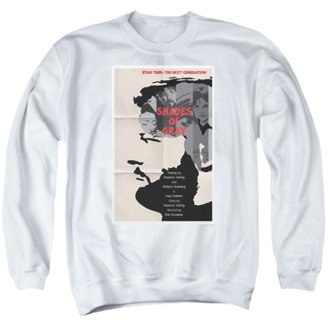 White men's crewneck sweatshirt with Star Trek The Next Generation Tng S2 Ep22 graphic