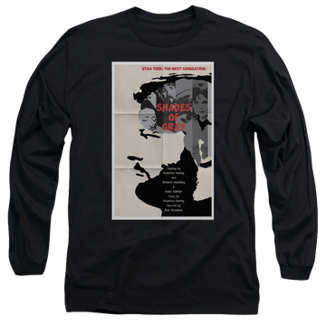Black men's long sleeve t-shirt with Star Trek The Next Generation Tng S2 Ep22 graphic