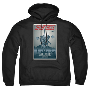 Black pullover hoodie with Star Trek The Next Generation Tng Season 3 Episode 1 graphic