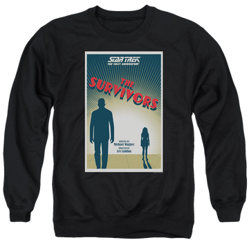 Black men's crewneck sweatshirt with Star Trek The Next Generation Tng S3 Ep3 graphic