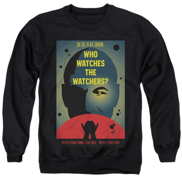 Black men's crewneck sweatshirt with Star Trek The Next Generation Tng S3 Ep4 graphic