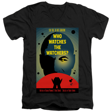 Black men's v-neck t-shirt with Star Trek The Next Generation Tng Season 3 Episode 4 graphic