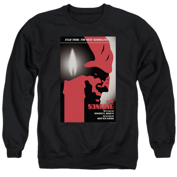 Black men's crewneck sweatshirt with Star Trek The Next Generation Tng S3 Ep5 graphic