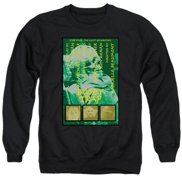 Black men's crewneck sweatshirt with Star Trek The Next Generation Tng S3 Ep6 graphic