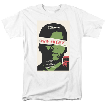 White men's regular fit t-shirt with Star Trek The Next Generation Season 3 Episode 7 graphic