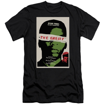 Black men's premium slim fit t-shirt with Star Trek The Next Generation Tng Season 3 Episode 7 graphic
