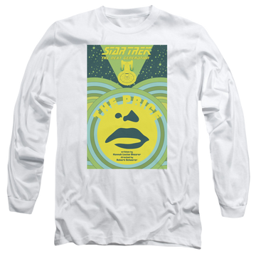 White men's long sleeve t-shirt with Star Trek The Next Generation Tng S3 Ep8 graphic