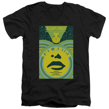 Black men's v-neck t-shirt with Star Trek The Next Generation Tng Season 3 Episode 8 graphic