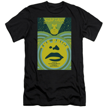 Black men's premium slim fit t-shirt with Star Trek The Next Generation Tng Season 3 Episode 8 graphic