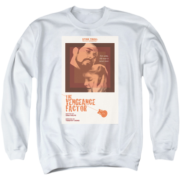White men's crewneck sweatshirt with Star Trek The Next Generation Tng S3 Ep9 graphic