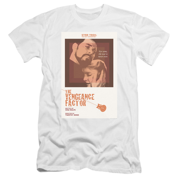 White men's premium slim fit t-shirt with Star Trek The Next Generation Tng Season 3 Episode 9 graphic
